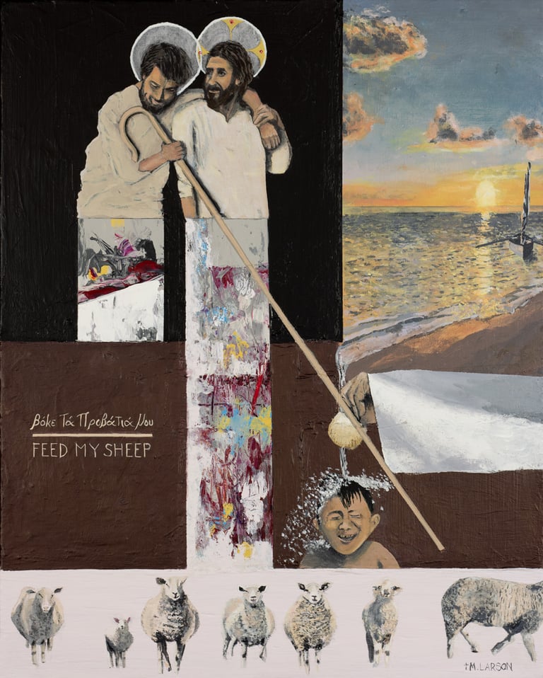 Bible verse wall art around feed my sheep