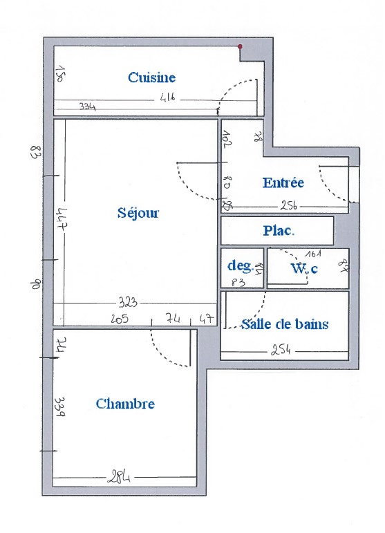 Plan 2D de l'existant d'un projet d'architecture d'intérieur