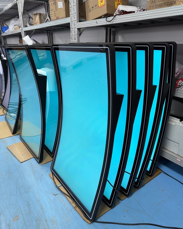 72-hour continuous burn-in stress test room for industrial and gaming displays by ClaraTech.