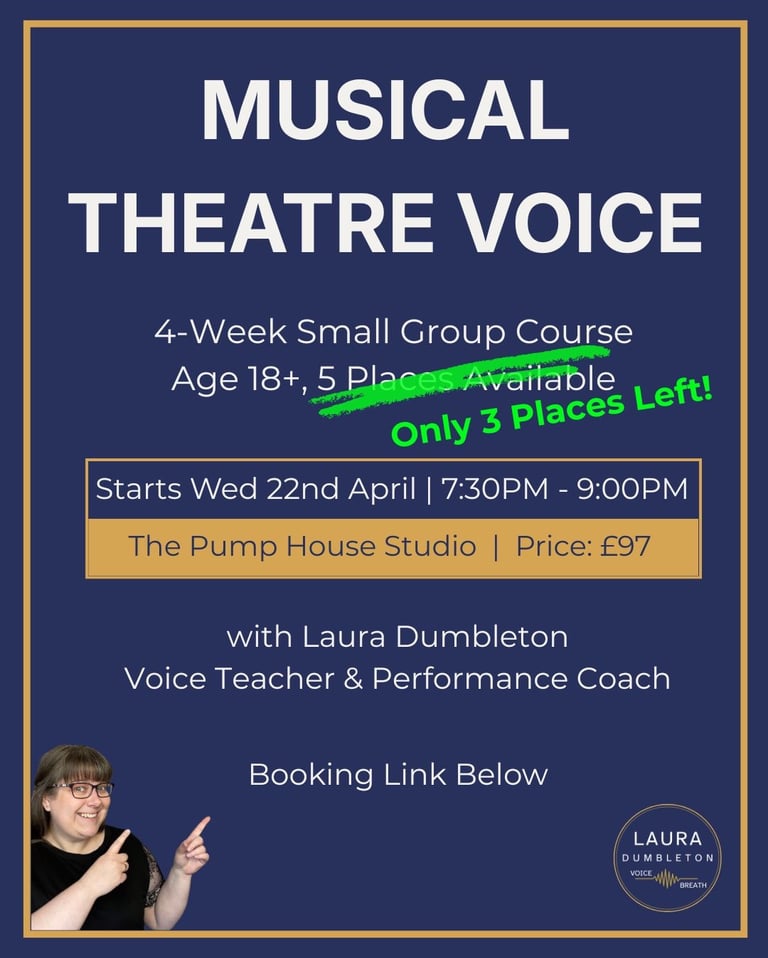 Promo flyer for musical theatre voice 4 week course