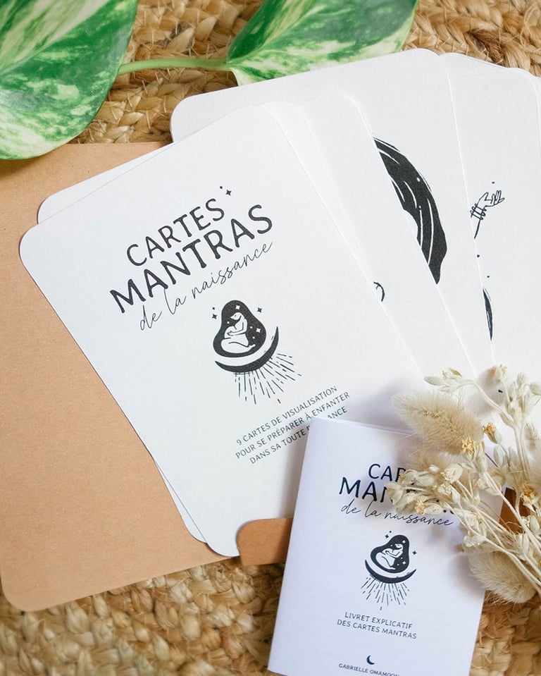 set cartes mantras de la naissance