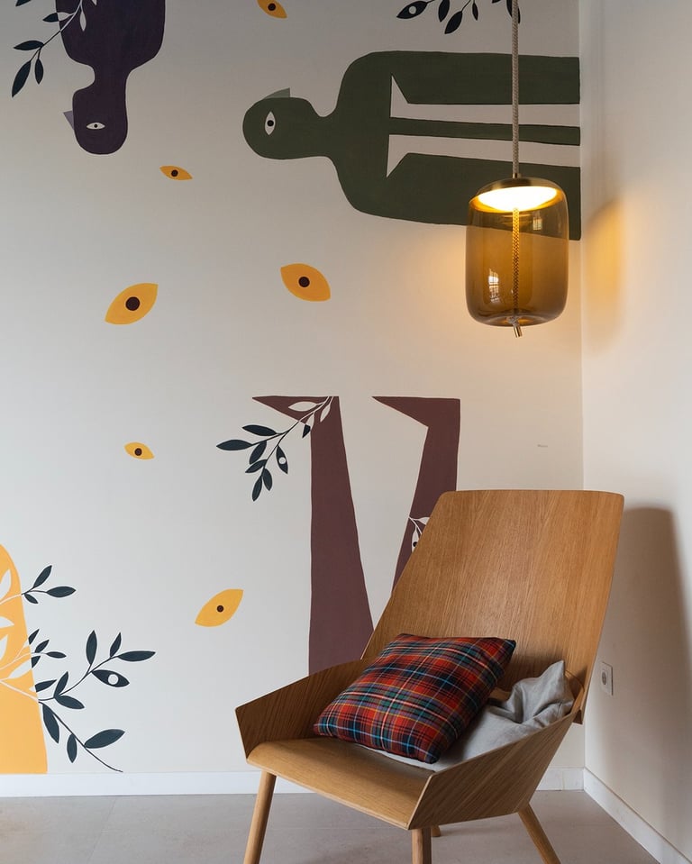 a chair with a chair and a lamp