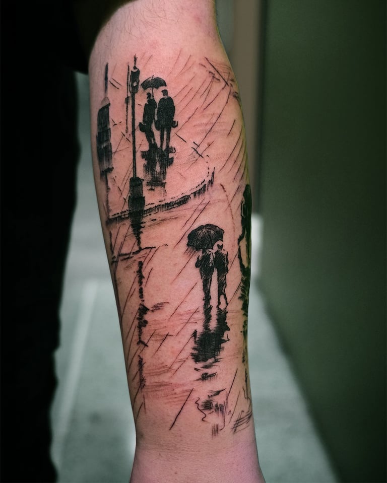 Rain in NYC tattoo