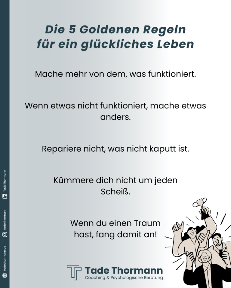 Infografik: Fünf Goldene Regeln für ein glückliches Leben