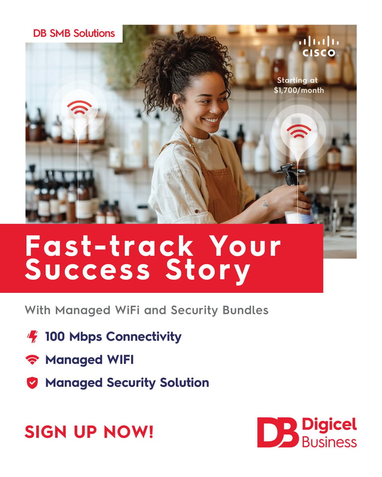 An ad for Digicel illustrating managed security products for SMEs in Trinidad created by Andre Bates