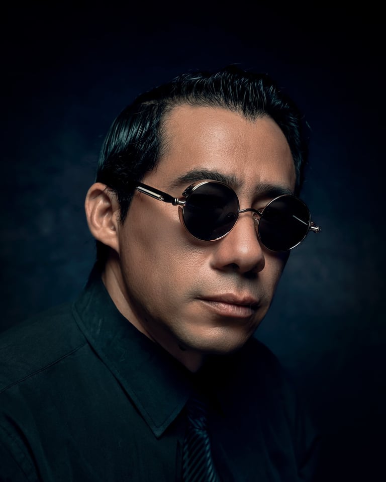 a man in a black shirt and tie dye dye dye dye dye dye dye dye