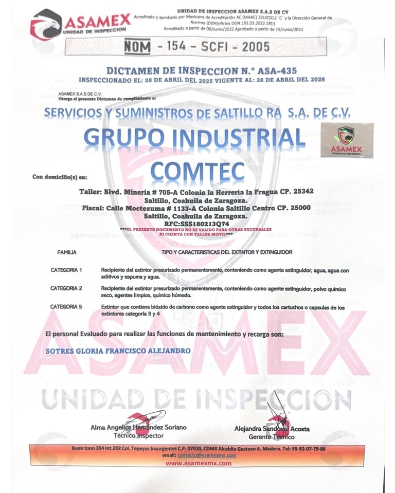 UNIDAD DE IMSPECCION ASAMEX NOM 154 SCFI 2005