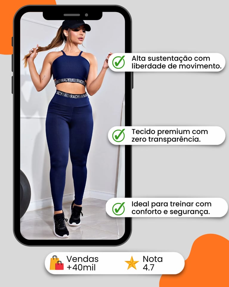 conjunto fitness feminino racy