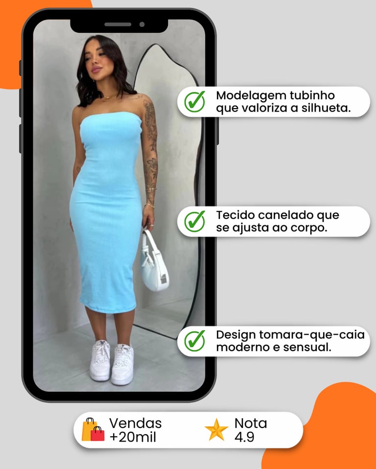 Vestido Midi Tomara que Caia Canelado - Elegância e Conforto em um Único Vestido!