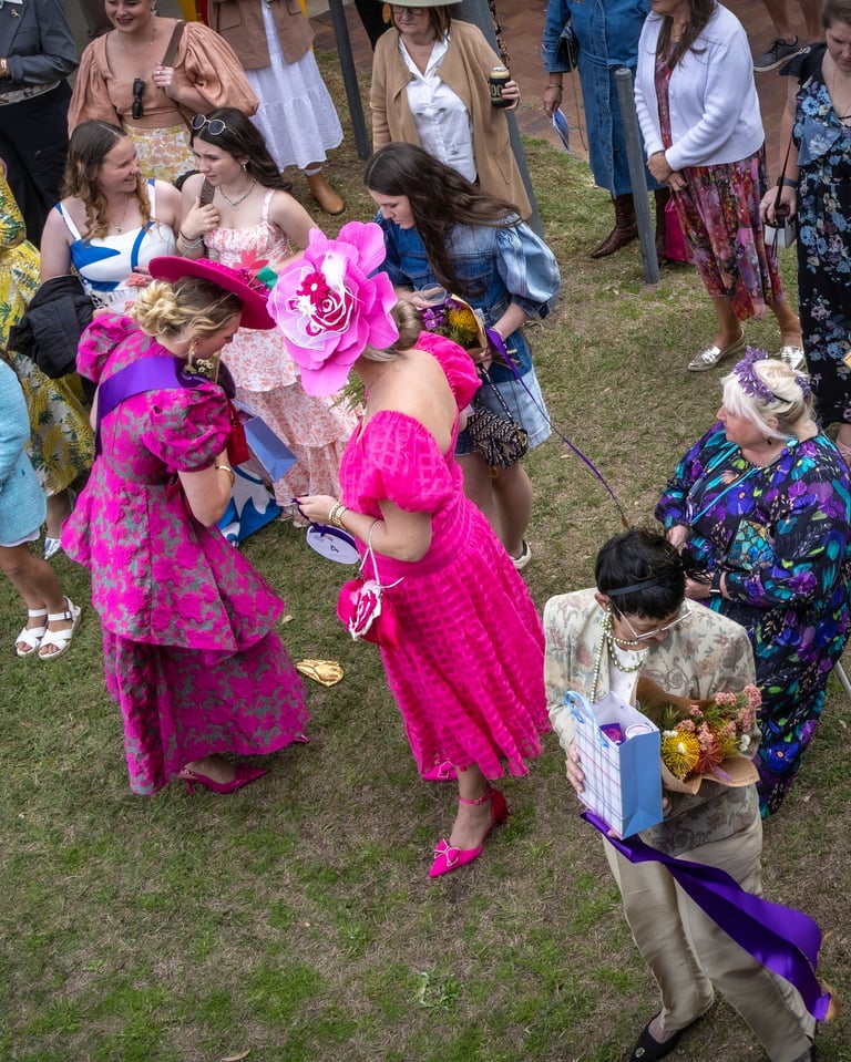 Overhead view of race day patrons