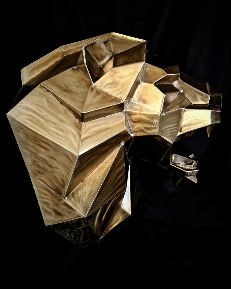 statue inox lion à lyon