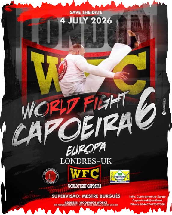Poster for the World Fight Capoeira 6 event in London on 4th July 2026