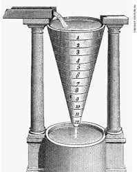 Clepsidra de cerâmica usada na Grécia Antiga para medir o tempo com água gotejante