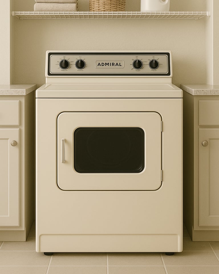 Vintage Admiral dryer in a laundry room – expert appliance repair service in Ottawa