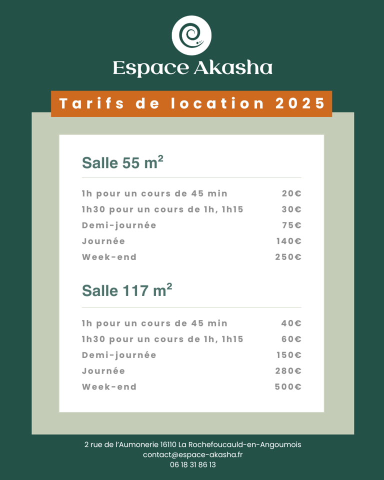 tarifs de location 2025-2026