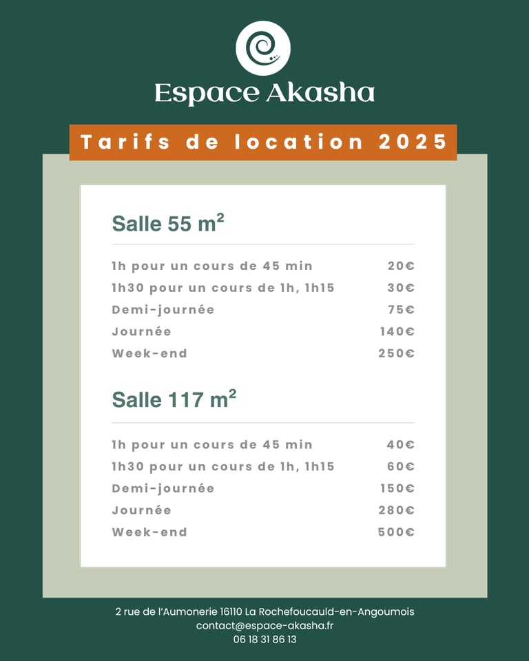 tarifs de location 2025-2026