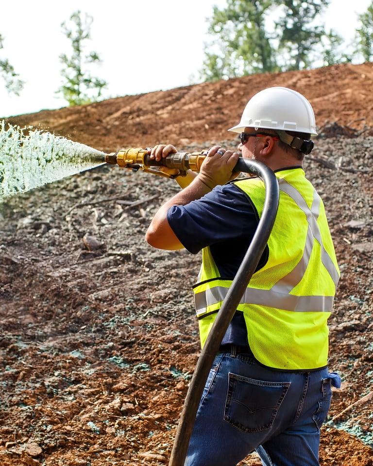 hydroseeding and erosion control contractor stabilizing commercial construction site Gulf South