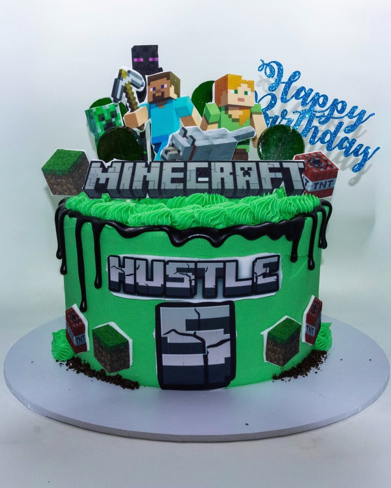 Minecraft themed kids birthday cake by NZBaker Hamilton