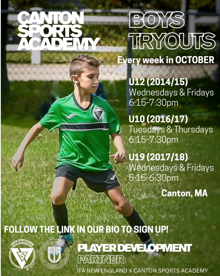 soccer tryouts for boys in Canton
