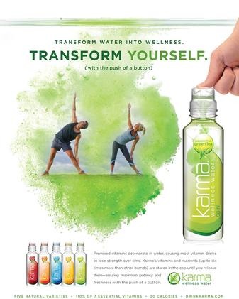 Print ad for Karma Wellness Water.