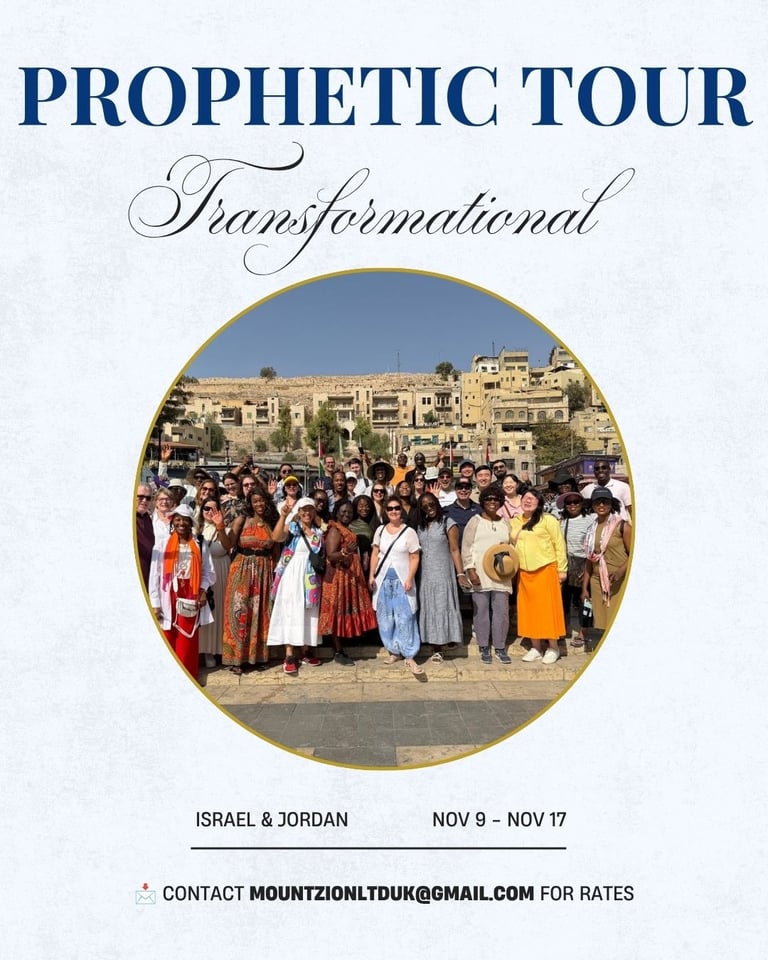 Poster for Prophetic Tour to Israel and Jordan in November 2026