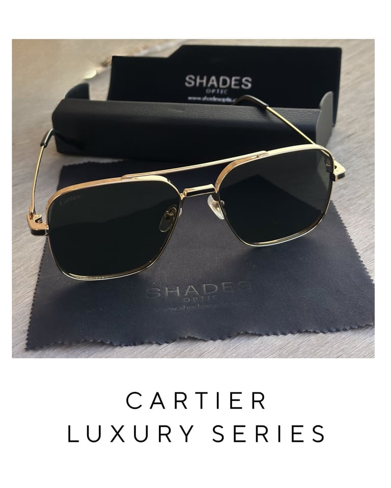 Cartier Santos de Cartier Aviator Sunglasses Gold and Black Edition with signature screw 