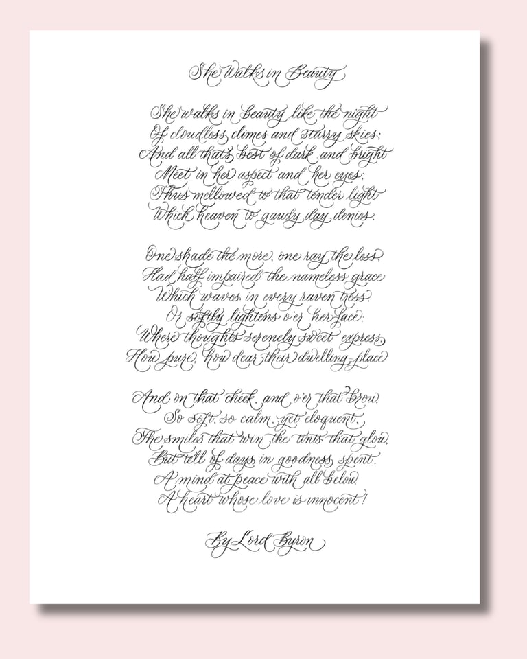 Custom digital calligraphy of a memorial poem created in an elegant script style for a remembrance piece.