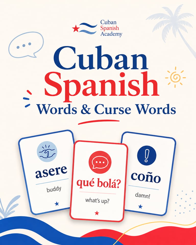 Guide to Cuban Spanish slang words and phrases like asere and que bola by Cuban Spanish Academy.