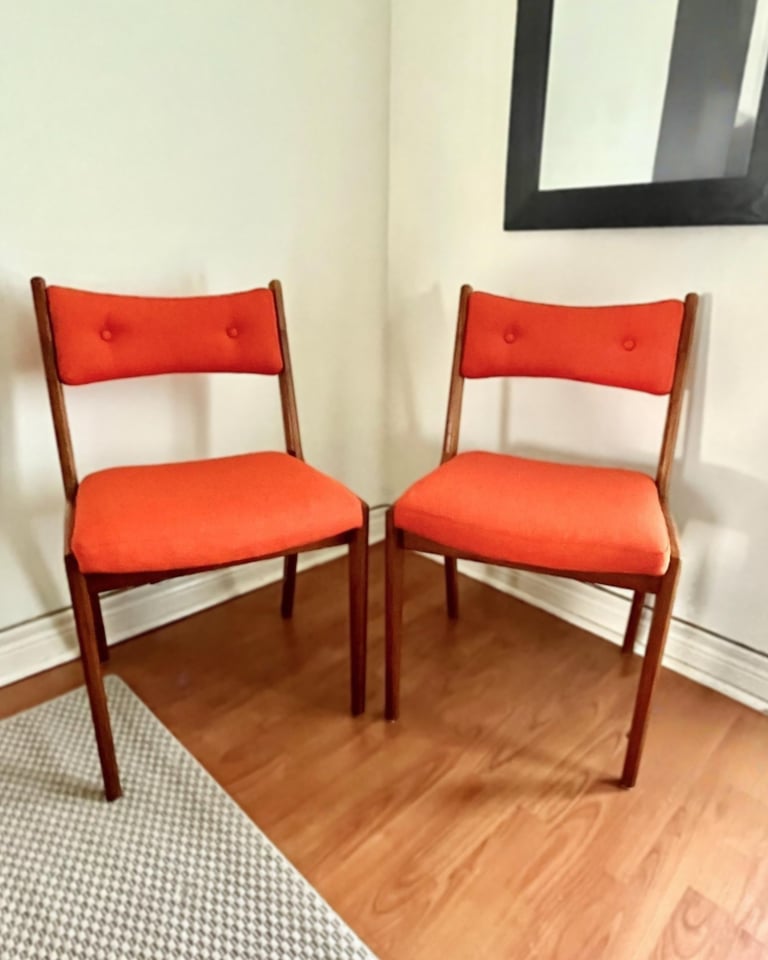 vintage Danish chairs after reupholstery with Knoll fabric