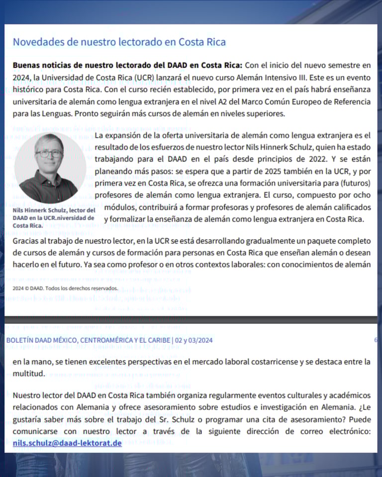 Nils Hinnerk Schulz - Lector DAAD logros