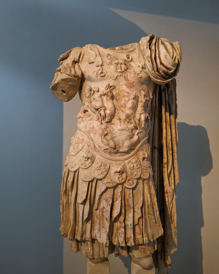 marble  statue of a torso at the archaeological museum of thessaloniki in Greece