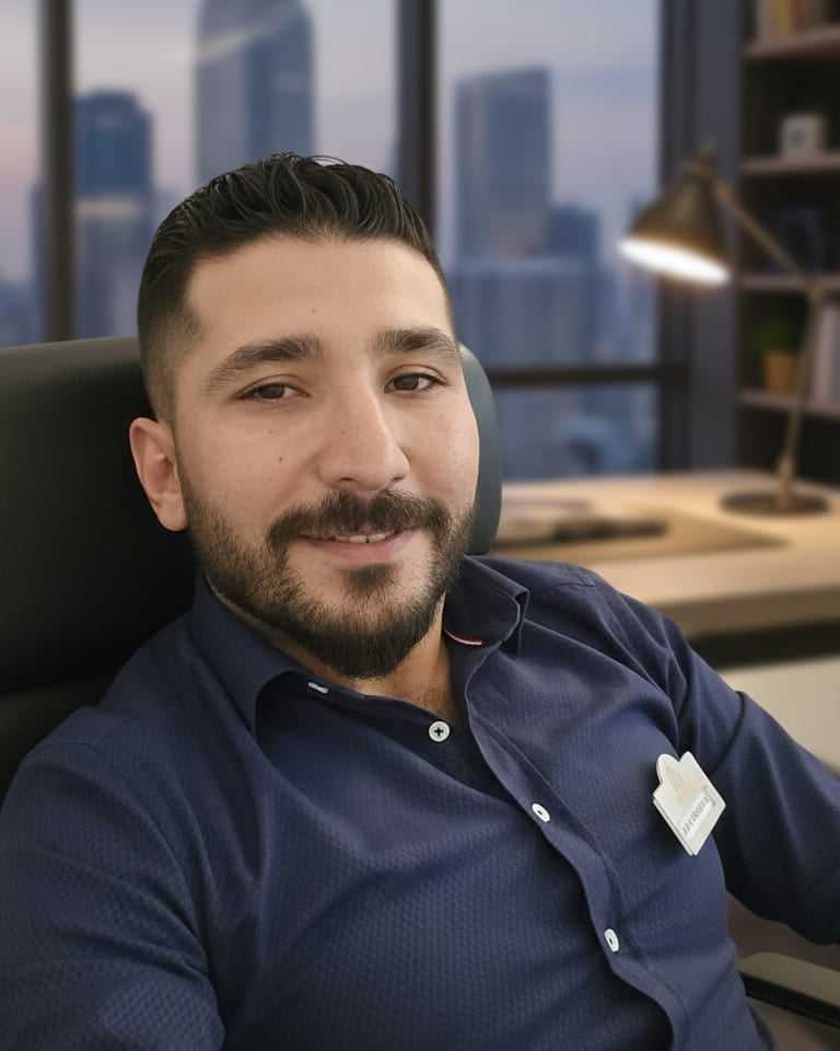 a man sitting in a chair with a laptop