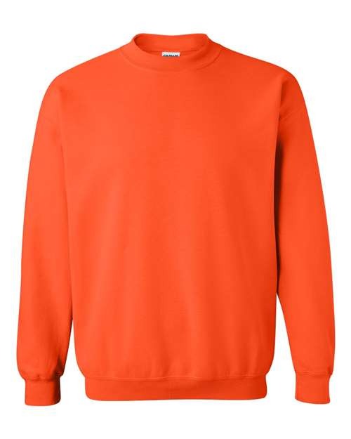 A plain blank orange Gildan sweatshirt used for custom & graphic apparel for schools, churches, 
