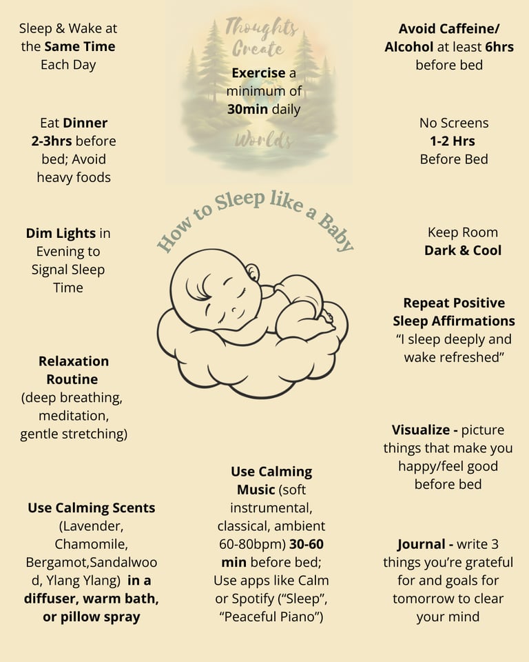 Tips and strategies on how to sleep better.