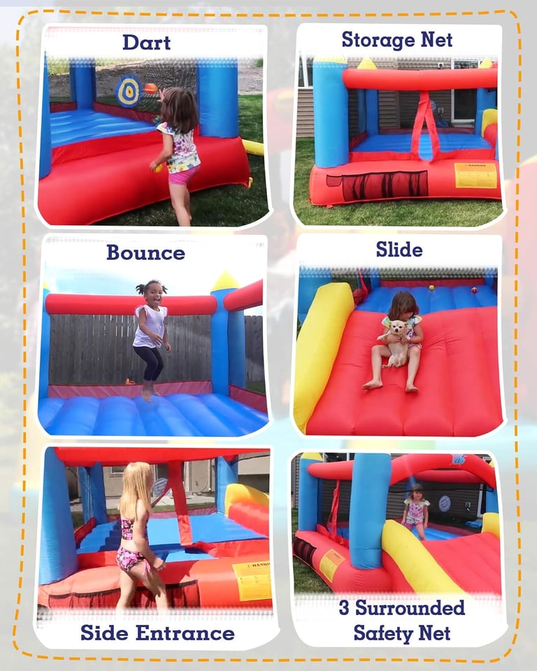 ACTION AIR [Updated Version] Bounce House, Inflatable Bouncer with Air Blower, Jumping Castle with S