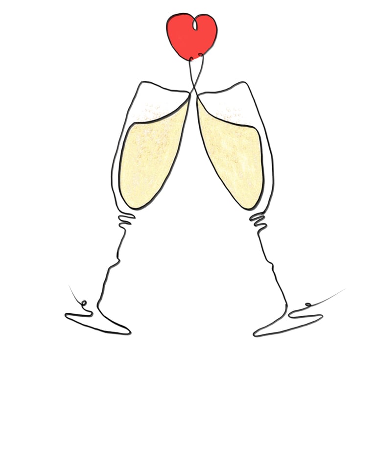 happy new year wishes with champagne glass online drawing