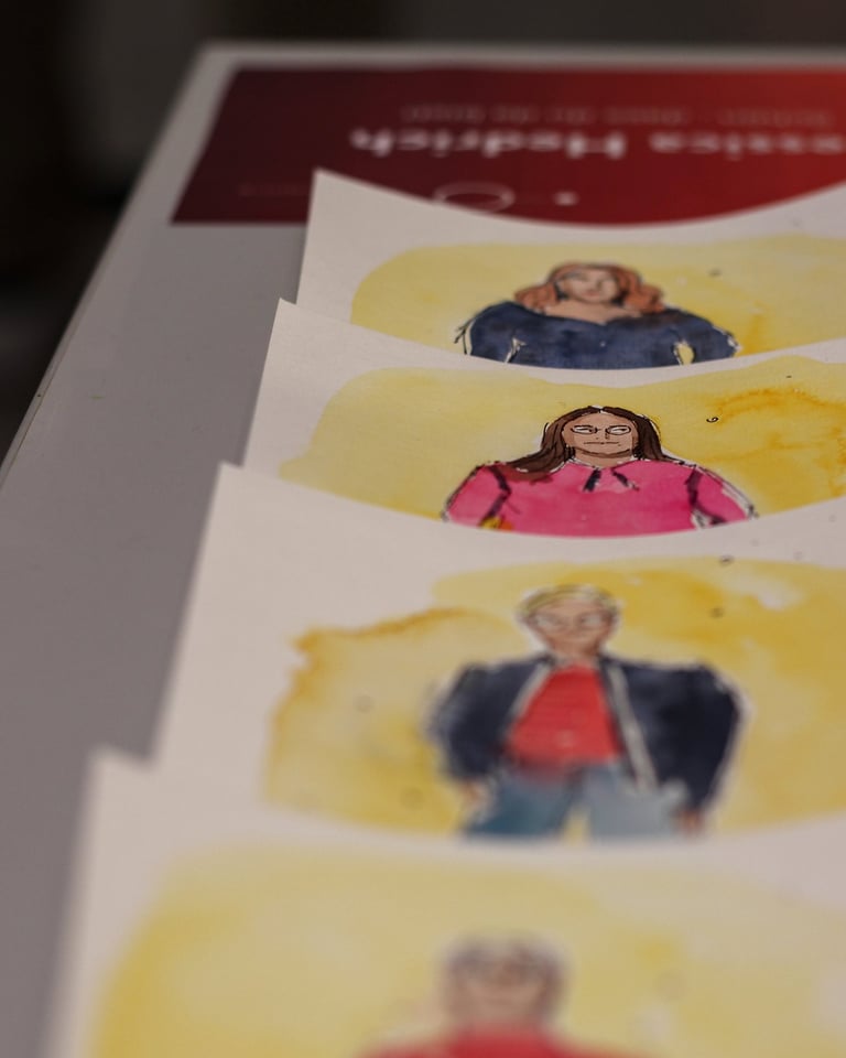 Gästeportraits, hand gezeichnet, live auf einem Netzwerk Event