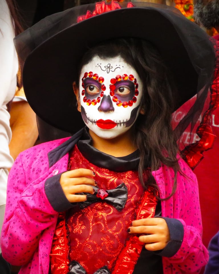 a woman in a costume with a hat and a hat