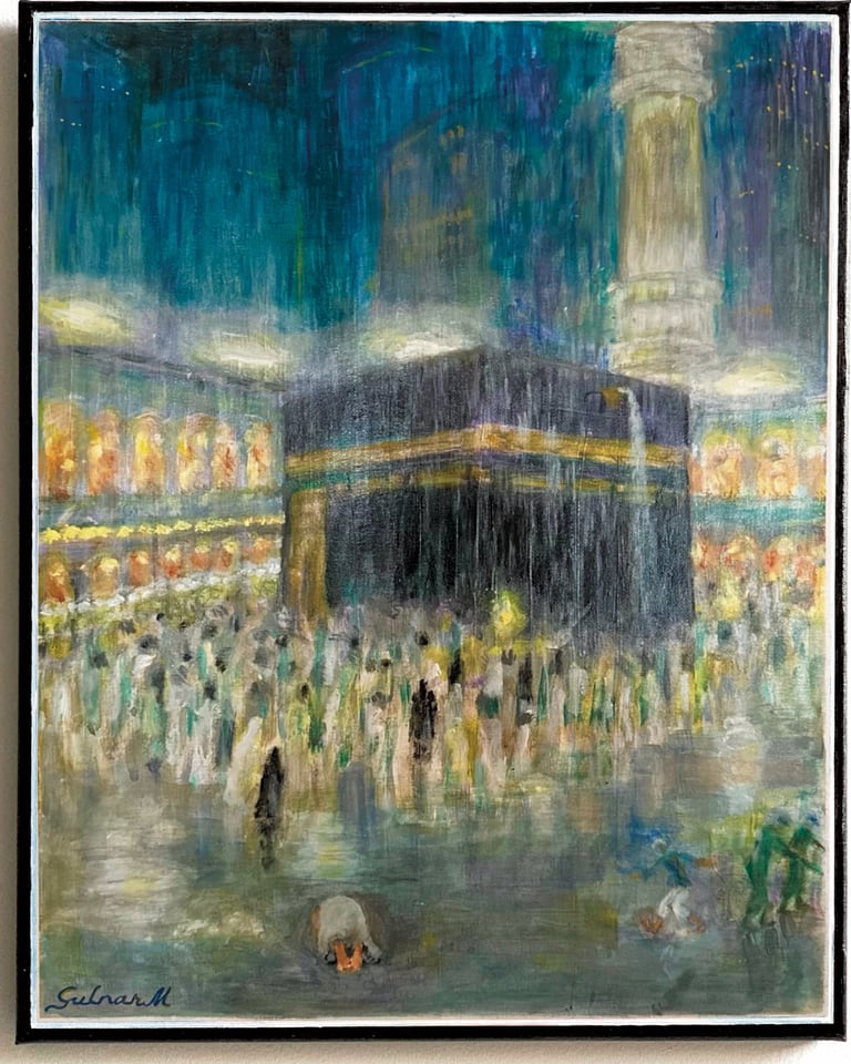 Rain at Kaaba during Hajj at night