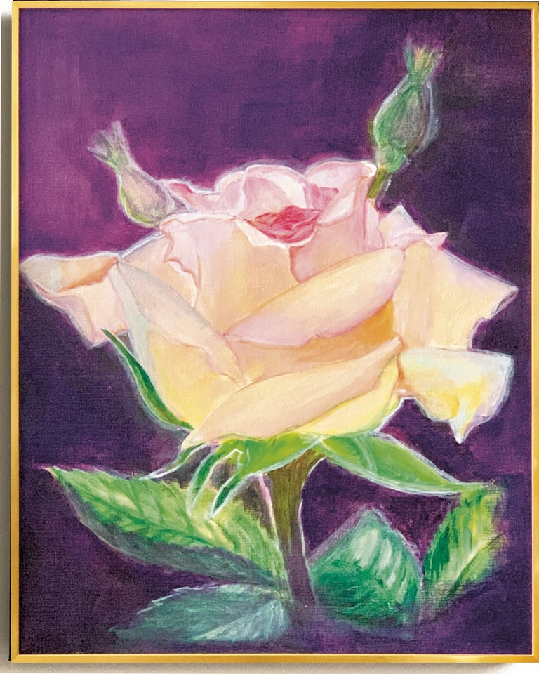 Close up of a render light pink rose in soft light