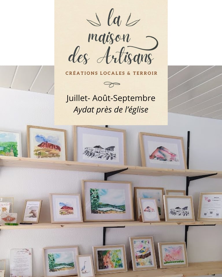 boutique artisans art aydat lac auvergne créations aquarelle couture,bougies souvenirs