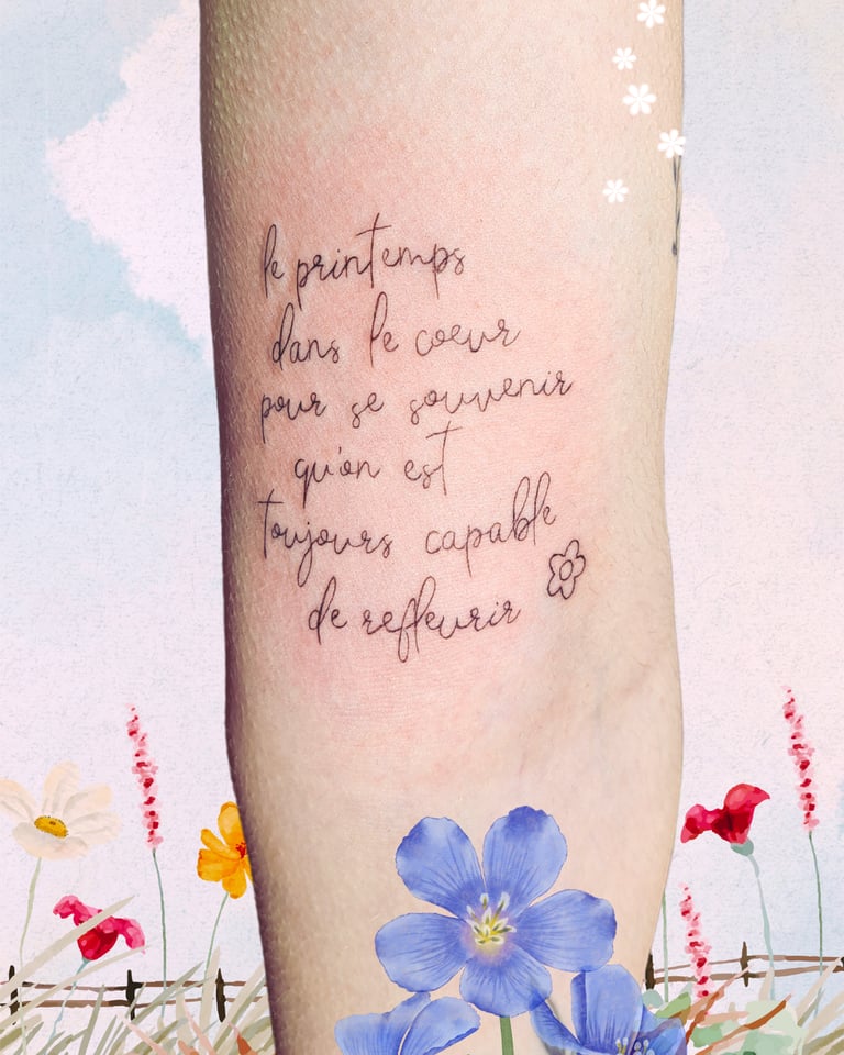 Tattoo écriture fine poignet Inkorporée Mouilleron