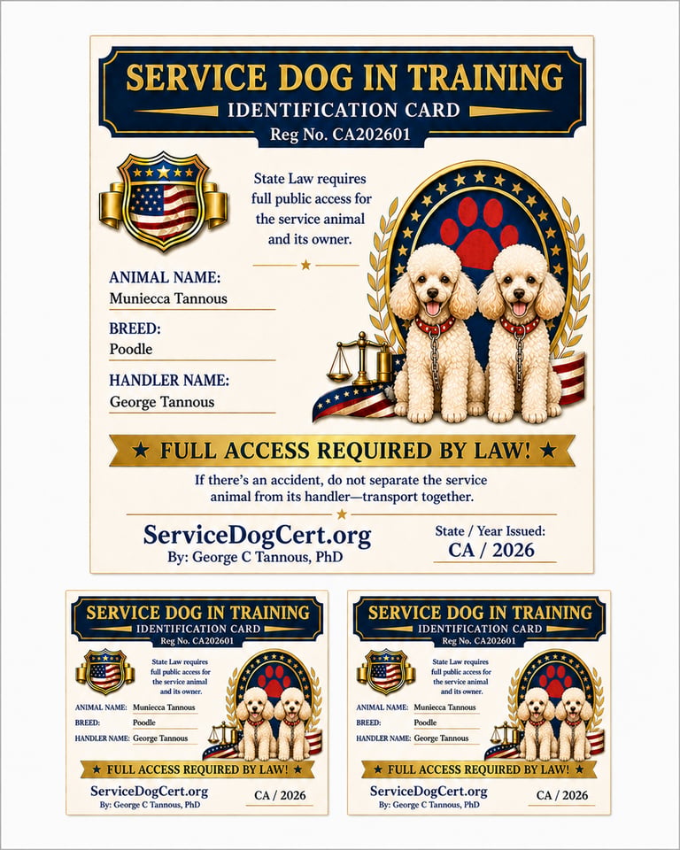 service dog identification card
