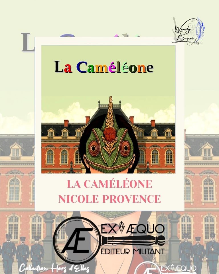 Visuel pour la chronique du roman de Nicole Provence "La Caméléone", aux éditions Ex Aequo.