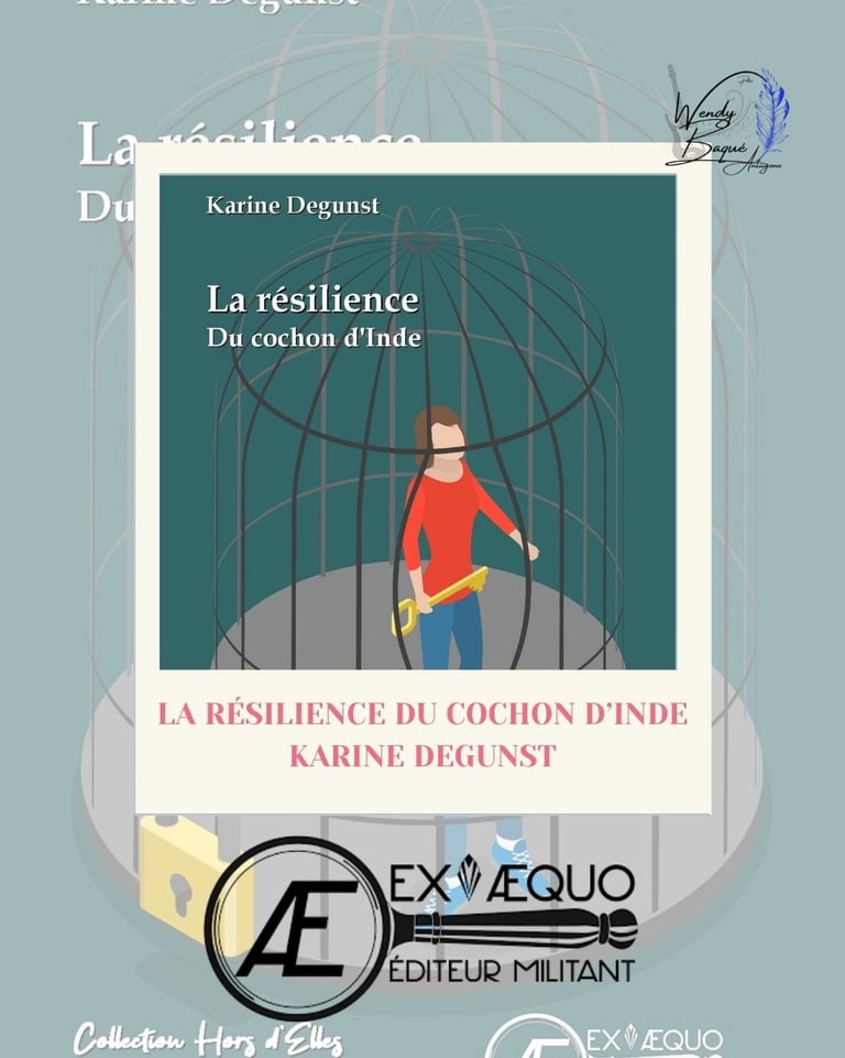 Visuel pour la chronique du roman de Karine Degunst "La résilience du cochon d'inde".