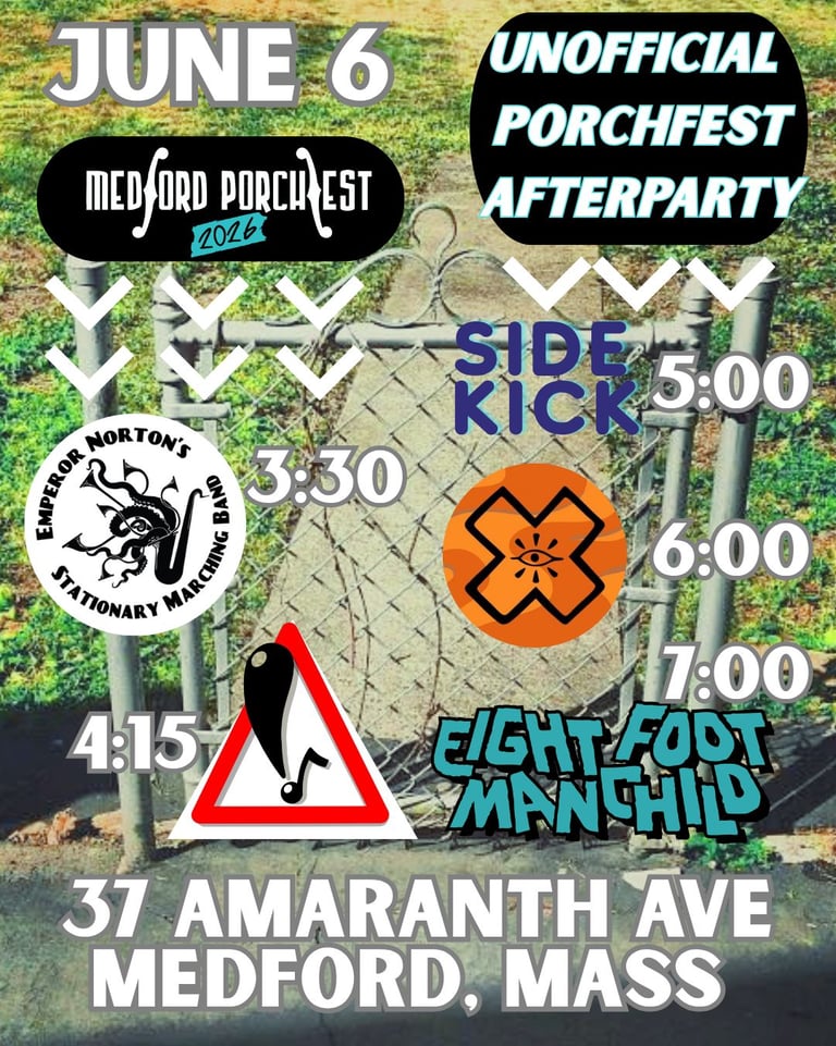 Catch Jinxland after Medford Porchfest! 37 Amaranth Ave Medford, live music all day 3:30pm-8pm!