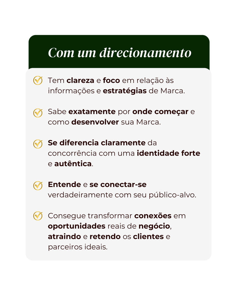 você terá clareza e foco para as estratégias da sua Marca