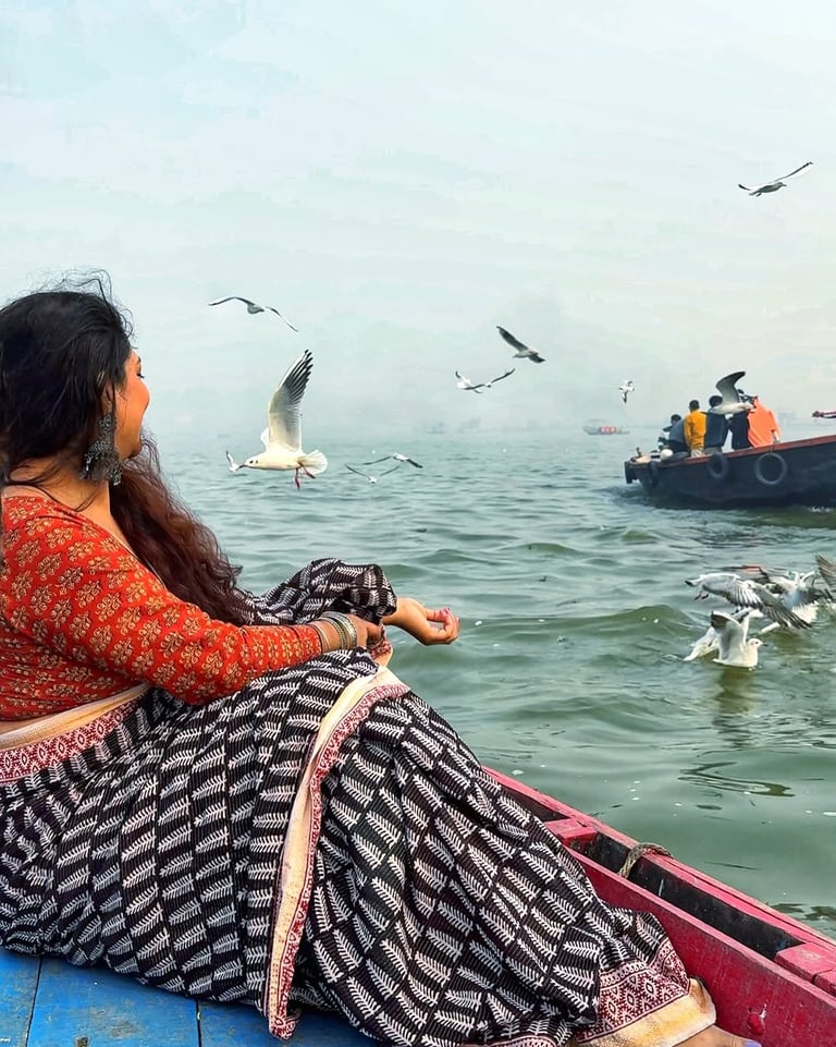 Morning Boating with siberian birds