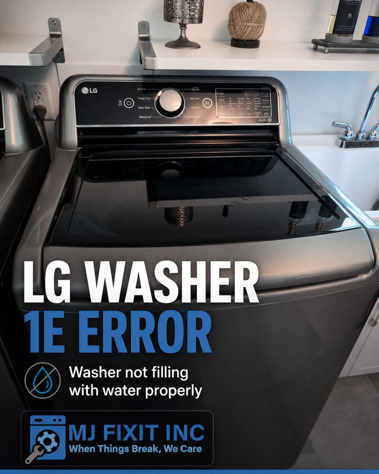 lg washer 1E IE error code repair