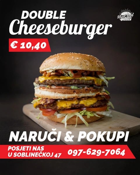 Vizual za društvene mreže fast food restorana s grafičkim dizajnom i brend elementima